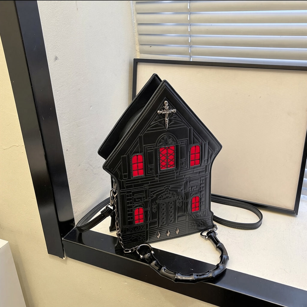 Gothic House Shape PU Crossbody Bag