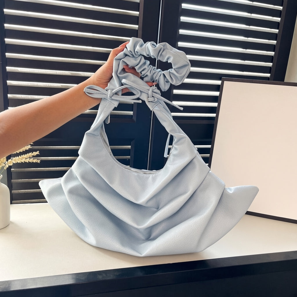 Minimalist Ruched Handle PU Shoulder Bag
