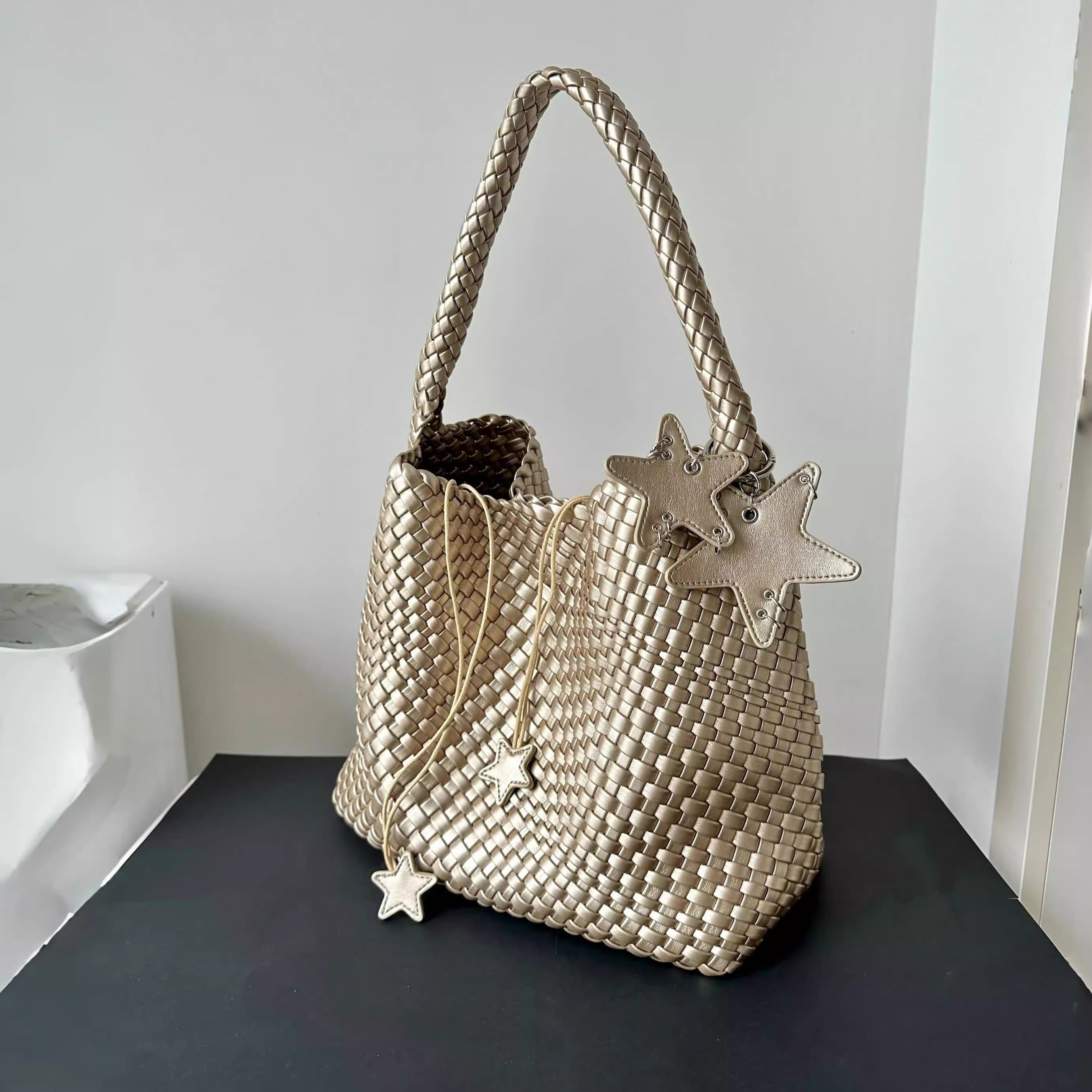Woven PU Leather Shoulder Bag