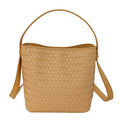 Woven PU Leather Bucket Shoulder Bag