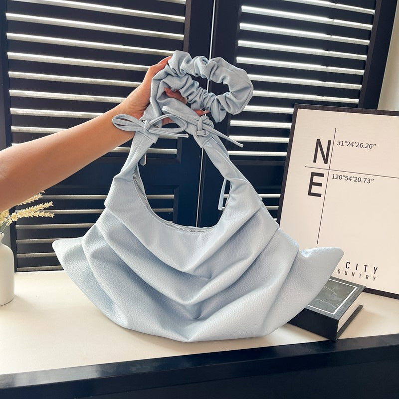 Minimalist Ruched Handle PU Shoulder Bag