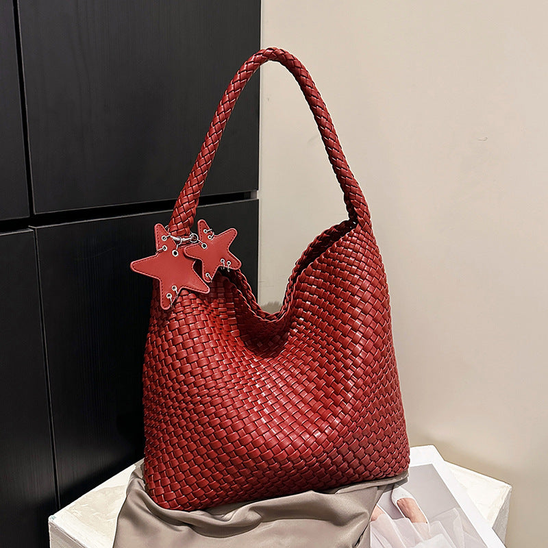 Woven PU Leather Shoulder Bag