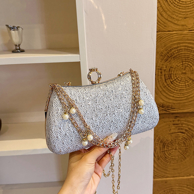 Vintage Beaded Chain Clutch Bag