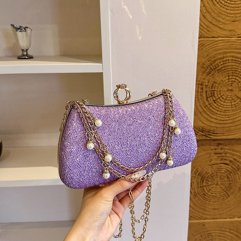 Vintage Beaded Chain Clutch Bag