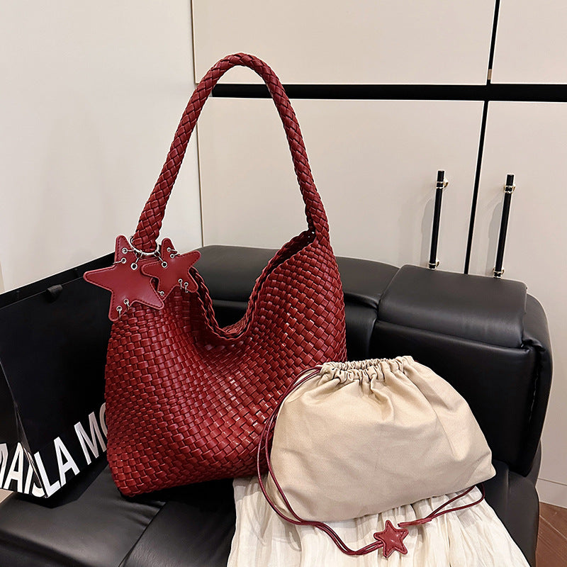Woven PU Leather Shoulder Bag