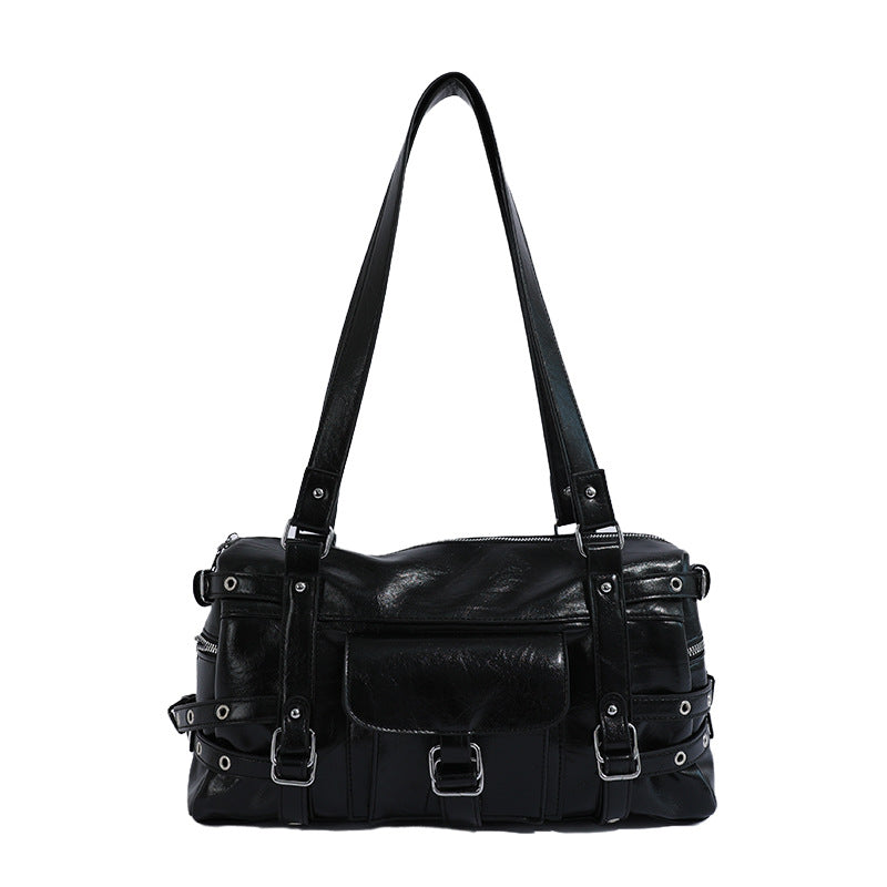 Vintage Rivet Detail PU Shoulder Bag