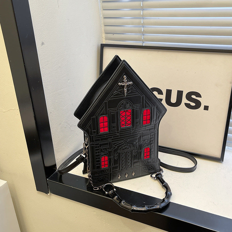 Gothic House Shape PU Crossbody Bag