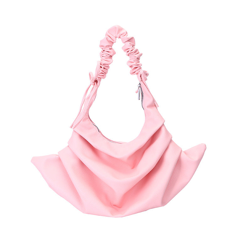 Minimalist Ruched Handle PU Shoulder Bag