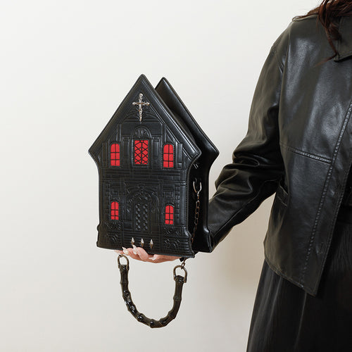 Gothic House Shape PU Crossbody Bag