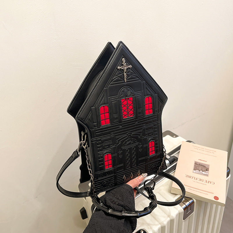 Gothic House Shape PU Crossbody Bag