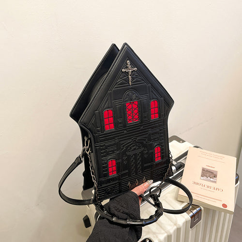 Gothic House Shape PU Crossbody Bag