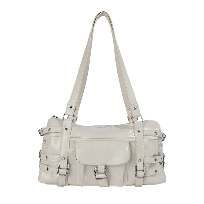 Vintage Rivet Detail PU Shoulder Bag