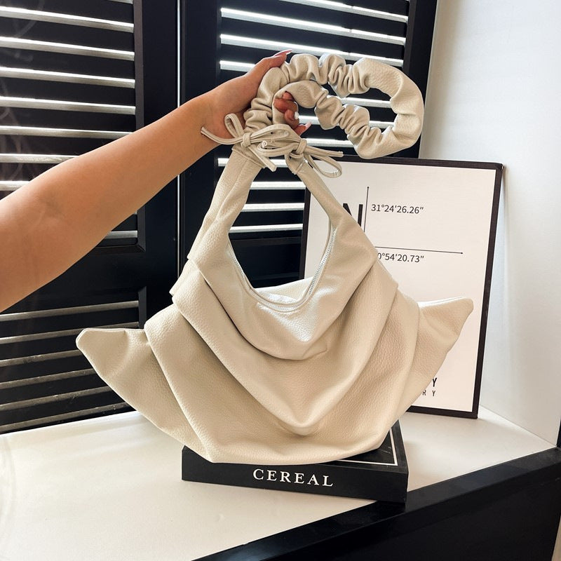 Minimalist Ruched Handle PU Shoulder Bag